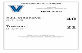 TOWSON AT VILLANOVA FINAL STATSarchive.statbroadcast.com/134762.pdf · 2016. 9. 17. · Team Statistics(Final) Towson vs. #21 Villanova (9/17/2016 at Villanova, Pa.) TOWSON VU FIRST