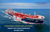 CONCORDIA MARITIME AB (PUBL)€¦ · P-MAX . Suezmax IMOIIMAX Ship and cargo type . Market trade. Partner . 6 ships on nische 3 ships on contract . Stena Weco, 2 TC . 2 spot = 4 niche