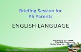 Briefing Session for P5 Parents ENGLISH LANGUAGE...P5 Paper 1 (1h 10min) Total Marks: 55 Part 1:Situational Writing (15 marks) a picture series of an event (email, letter, note, etc)
