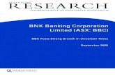 BNK Banking Corporation Limited (ASX: BBC) · Independent Investment Research, IIR , is an independent investment research house based in Australia and the United States. IIR specialises