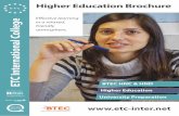 Effective learning ETC International College atmosphere. Education brochure.pdf · 2020. 3. 8. · Higher Education Brochure BTEC HNC & HND Higher Education University Preparation