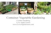 Container Vegetable Gardening Love ...€¦ · Tomato Container Recipe (in 15/20 gallon pot) 1 cup G&B fish meal (unless you have naughty dogs) 1 cups G&B Tomato,Vegetable, & Herb