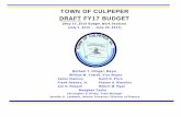 TOWN OF CULPEPER DRAFT FY17 BUDGETThe FY17 Budget includes an estimated 13.1% or $103,680 increase in health insurance. The VRS Employee Contribution increase will end in FY17, being