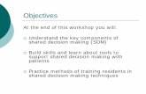Shared Decision Making Training: Tools and Techniques Library/SGIM/Meetings... · Objectives At the end of this workshop you will: Understand the key components of shared decision