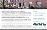 CHAPA Housing Briefs€¦ · CHAPA Housing Briefs March 9, 2016 Senate Special Committee on Housing Releases Report and Recommendations On March 2, the Special Senate Committee on