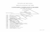STATE OF NEVADA REGULATIONS OF THE · REGULATIONS OF THE CANNABIS COMPLIANCE BOARD Las Vegas, Nevada As adopted Current as of TABLE OF CONTENTS REGULATION 1 ISSUANCE OF REGULATIONS;