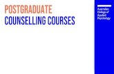 POSTGRADUATE COUNSELLING COURSES · counsellor Master of Counselling and Psychotherapy Suits those with an undergraduate degree in a cognate field of study, also ... South Sydney
