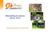 Educating in values since 1974 - Alaria Escuelas Infantiles · 2017. 2. 10. · Educando en valores desde 1974 •Alaria Nursery Schools nace en 1974 de la mano de Amparo López y