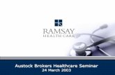 Austock Brokers Healthcare Seminar · Cautiously optimistic about outlook - double digit profit growth targeted for foreseeable future. Financial Performance. Int. Dividend (cents/share)