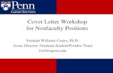 Cover Letter Workshop for Nonfaculty Positions€¦ · 06/02/2015  · •What is a cover letter? •General tips for cover letters •Typical structure and examples •Q & A •Review