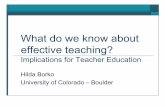 What do we know about effective teaching? · Hilda Borko University of Colorado –Boulder . Highly Qualified Teachers Student Learning Improving Schools No Child Left Behind. Highly