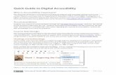 Quick Guide to Digital Accessibility · Screen reader users have the ability to navigate through pages by skipping from heading to subheadings. ... read when it is enlarged using