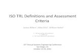 ISO TRL Definitions and Assessment Criteria · models supported by experimental data/characteristics. Preliminary performance requirements (can target several missions) including