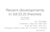 Recent developments in 2d (0,2) theoriesersharpe/texas-apr14.pdf · Recent developments in 2d (0,2) theories Eric Sharpe Virginia Tech ES, 1404.3986 L Anderson, J Gray, ES, 1402.1532