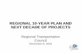 REGIONAL 10-YEAR PLAN AND NEXT DECADE OF PROJECTS...NCTCOG/TXDOT consensus on preliminary project list November 2016 RTC first reading NCTCOG Public Meetings: Project List (November