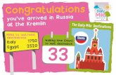 Miles to last/next destinations · Destinations Con g r a tul tions you’ve arrived in Russia at the Kremlin Italy 1750 2520 Miles to last/next destinations Walking time (Days) to