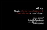 Scalable Solutions · Akka: Simpler Concurrency, Scalability & Fault-tolerance through Actors Jonas Bonér Scalable Solutions jonas@jonasboner.com twitter: @jboner. The problem ...