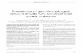 75 5 Prevalence of gastroesophageal reflux in infants with ... · phageal reflux in infants with recurrent brief apneic epi-sodes. Can Respir J 1999;6(5):401-404. BACKGROUND: Apnea