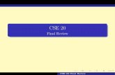CSE 20 - Final Review · CSE 20: Final Review. Induction: Version 2 If we have to prove \8n r P(n) is True." Let us induct on n. Base Case: Prove that the P(r) and P(r + 1) is true.
