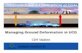 Managing Ground Deformation in UCGvolume gas production, and be viable with large scale extraction • Cavity collapse results in induced permeability ... characterisation data ...