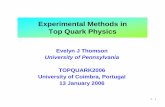 Experimental Methods in Top Quark Physics · CDF Run II Top Dilepton Candidate M ee = 118 GeV/c2 and H T = 255 GeV Need entire detector Electron id Muon id Jets Missing transverse