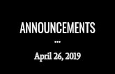 ANNOUNCEMENTS - shakopee.k12.mn.us€¦ · Senior Signing Ceremony on May 8th, please sign up in the Activities Oﬃce. You have until May 3rd to sign up to be a part of the ceremony.