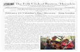 The Folk Club of Reston/Herndon 2017-02.… · RESERVE YOUR CONCERT SEATS IN ADVANCE Donations can be made in advance for Guest Artist concert performances on Tuesdays at the Folk