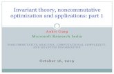 Invariant theory, noncommutative optimization and ...€¦ · Optimization problems in invariant theory.!Connectionsto several areas of computer science, mathematics and physics.!Surprising