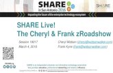 SHARE Live! The Cheryl & Frank zRoadshow...SHARE Live! The Cheryl & Frank zRoadshow Session 18017 Insert March 4, 2016 Custom Session QR if Desired. Cheryl Watson (cheryl@watsonwalker.com)