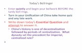Write down today’s Essential Question and attempt to ...€¦ · The Song Dynasty •Followed the Tang… •Lasted for more than 300 years. –960-1279 –Period of prosperity