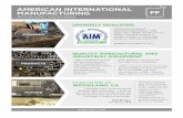AMERICAN INTERNATIONAL MANUFACTURING€¦ · precision machining for one-of-a-kind projects or larger production quantities, specializing in food ... prefabrication shop in the next