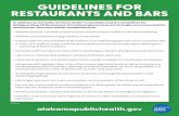 In addition to the Safer at Home Order’s mandates and the … · 2020. 9. 24. · GUIDELINES FOR RESTAURANTS AND BARS In addition to the Safer at Home Order’s mandates and the