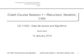 Crash Course Session 1---Recursion, Iteration, Listscs1102s/slides/slides_cc_01.bw.pdf · Recursion and Iteration Lists Crash Course Session 1—Recursion, Iteration, Lists CS 1102S—Data