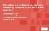 Bayesian considerations for non-inferiority clinical trials with ...2015/10/02  · Non-inferiority (NI) Trial What NI trials seek to show is that any difference between the two treatments