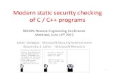 Modern static security checking of C / C++ programsrecon.cx/2012/schedule/attachments/48_recon-2012-vanegue.pdf · Modern static security checking of C / C++ programs RECON: Reverse
