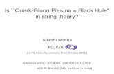 Is ``Quark-Gluon Plasma = Black Hole'' in string theory?€¦ · Black brane (≒ black hole) = deconfinement phase is believed not only in this model but also in other holographic
