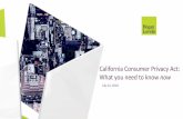 California Consumer Privacy Act: now...comply with privacy, cybersecurity, Internet, and consumer protection laws. He also represents companies in litigation and government investigations