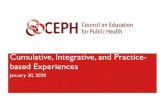 Cumulative, Integrative, and Practice-based Experiences · Brief overview of relevant criteria ... Experience and the Integrative Learning Experience in orientation. • Students