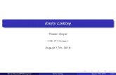 Entity Linking - Indian Institute of Technology Kharagpurcse.iitkgp.ac.in/~pawang/courses/SC16/entity_linking.pdfEntity Linking Pawan Goyal CSE, IIT Kharagpur August 17th, 2016 Pawan