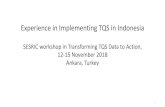 Experience in Implementing TQS in Indonesia · RISKESDAS 2013, Prevalensi nasional : 29.3% RISKESDAS 2018 Prevalensi nasional : 28.8% 32.0 29.3 28.8 23.5 arat o pung ulu ten h arat