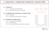 ANNUITIES: COMPOUND FINANCIAL OPERATIONS File ANN… · ANNUITIES: COMPOUND FINANCIAL OPERATIONS 2.1. ANNUITY 2.1.1. Concepts and elements 2.1.2. Financial Value of an Annuity 2.2.