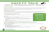 SAFETY TALK · 2020. 9. 10. · may 1, 2020safety talks can be found on the sha intranet weekly topi : psy hologi al safety—speak up date: faility: department: safety talk ondu