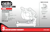 COLD CUT SAWcdn0.blocksassets.com/assets/ozito/ozito-product-manuals/UE78EV… · To unlock the saw and raise the saw arm, depress the saw arm slightly and pull the lock pin out.