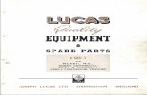 Lucas Quality Equipment & Spare Parts 1953 · 2019. 6. 22. · LUCAS BIRMINGHAM LTD ENGLAND Printed in England . BAND COVER 227698 239012 GENERATORS MODEL TYPE ORDERING No. DETAILED