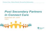 Post Secondary Partners in Connect Care · Post Secondary Partners in Connect Care September 30 th, 2019 Calgary. Connect Care - Better Health. Powered by Information.