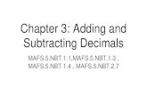 Chapter 3: Adding and Subtracting Decimals · 3.8 Adding Decimals & 3.9 Subtracting Decimals Use place value to add and subtract decimals. Make sure to line the decimals up first