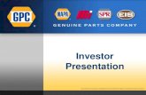 Investor Presentation - Genuine Parts Companygenuineparts.investorroom.com/download/GPC... · presentation or in these materials except as required by law. 2. ... AutoZone, Advance