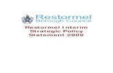 Restormel Interim Strategic Policy Statement 2008 · context relating to flood risk and water management. The Council and supporting environmental agencies are committed to minimise