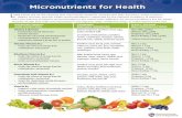 Micronutrients for Health - Linus Pauling Institute€¦ · Micronutrients for Health isted below are all the vitamins and nutritionally essential minerals and their functions, some