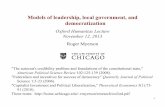 Models of leadership, local government, and democratizationhome.uchicago.edu/~rmyerson/research/oxford.pdf · 4. A model of success or frustration of unitary or federal democracy